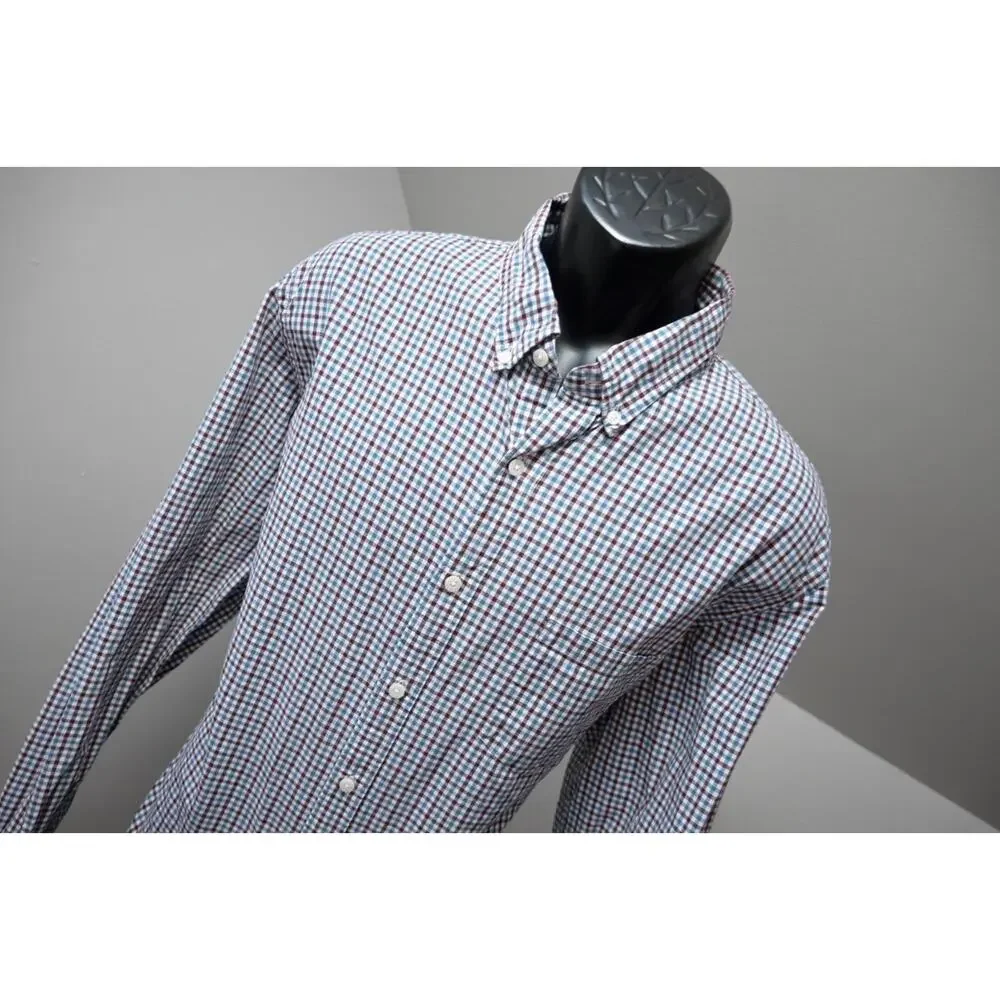 J Crew Dress Shirt Classic Fit Casual Plaid Button Up Long Sleeve‎ Mens XL
